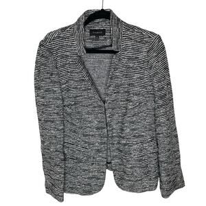 Talbots Black and White Woven Blazer sz 10 Blazer Career Wear business casual
